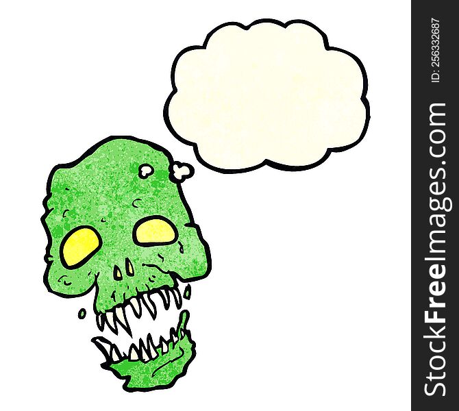 Cartoon Scary Skull With Thought Bubble