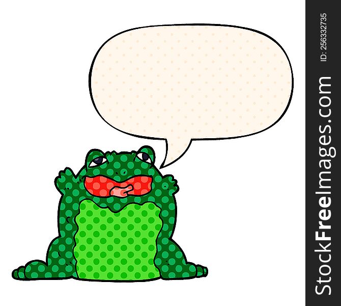 cartoon toad with speech bubble in comic book style