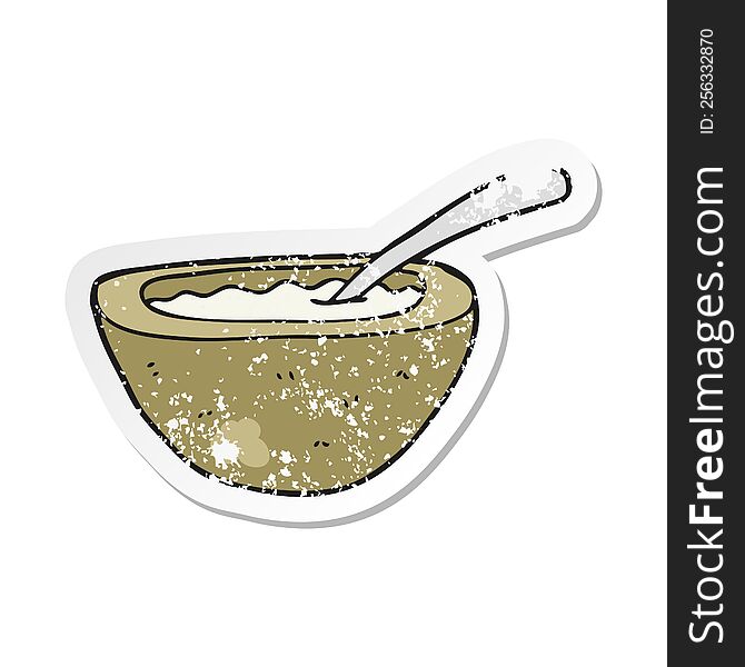 retro distressed sticker of a cartoon porridge