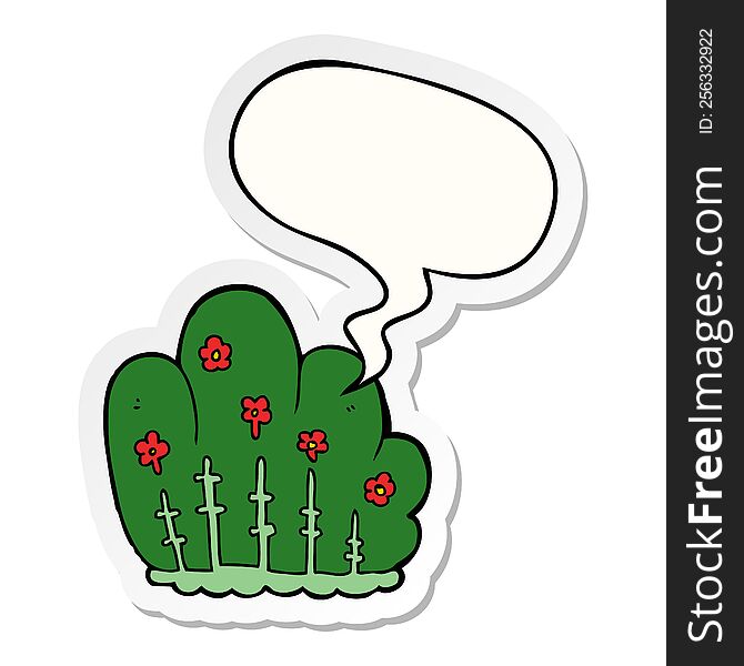 cartoon hedge with speech bubble sticker. cartoon hedge with speech bubble sticker