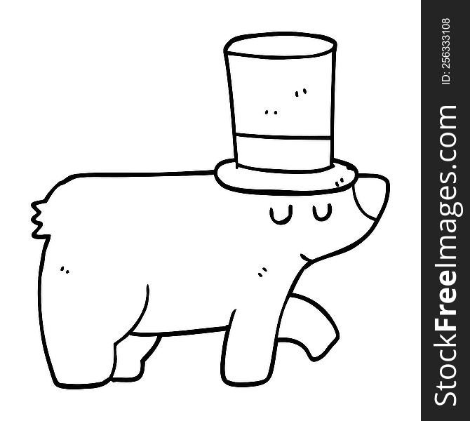 cartoon bear wearing top hat