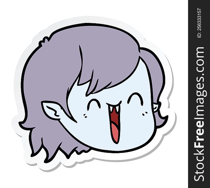 sticker of a cartoon vampire girl face