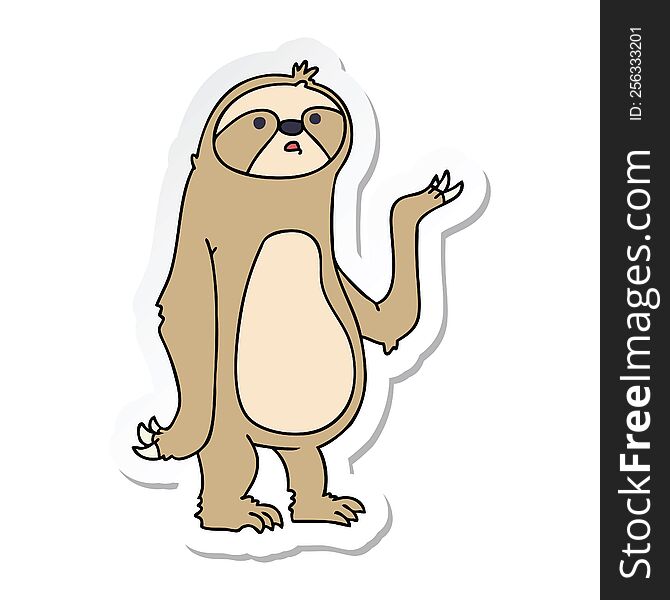 sticker of a quirky hand drawn cartoon sloth