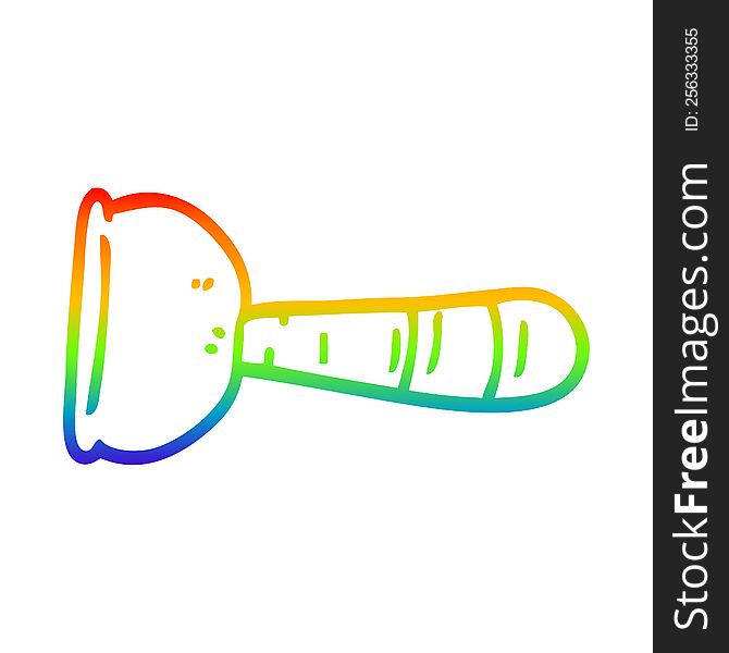 rainbow gradient line drawing of a cartoon toilet plunger