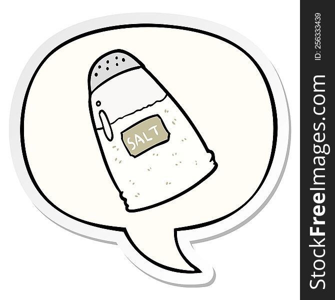 cartoon salt shaker with speech bubble sticker