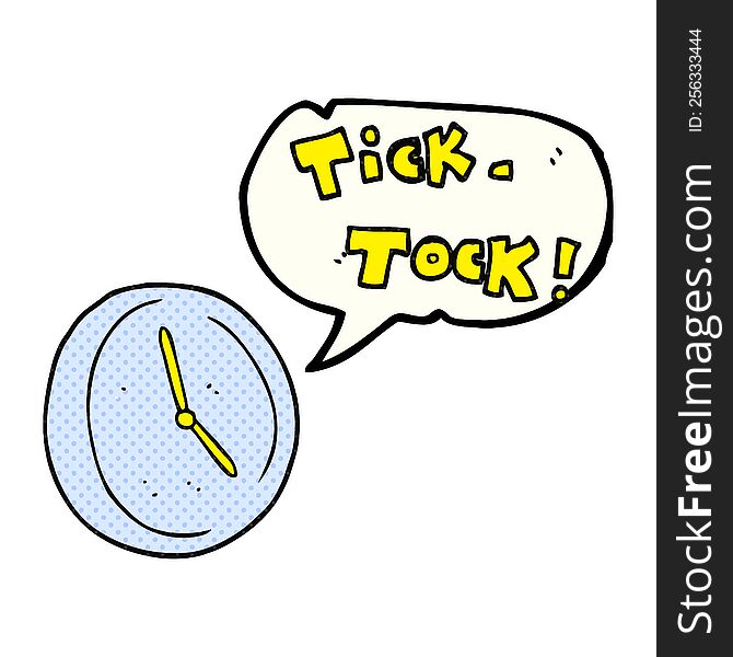 Comic Book Speech Bubble Cartoon Ticking Clock