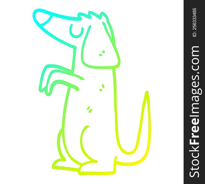 Cold Gradient Line Drawing Cartoon Well Behaved Dog