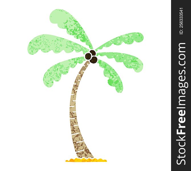 retro illustration style quirky cartoon palm tree. retro illustration style quirky cartoon palm tree