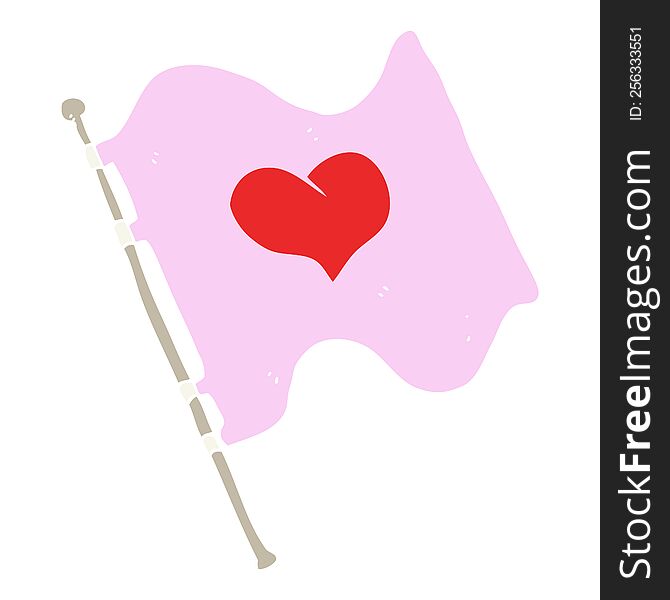 Flat Color Illustration Of A Cartoon Love Heart Flag