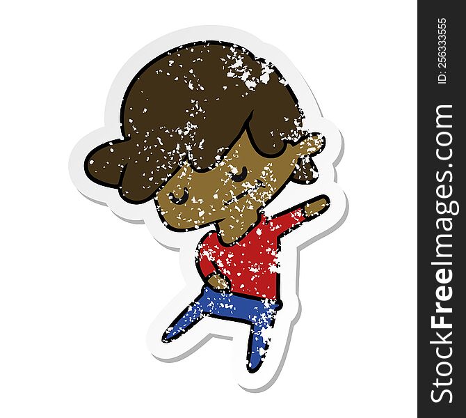 Distressed Sticker Cartoon Of A Kawaii Cute Boy
