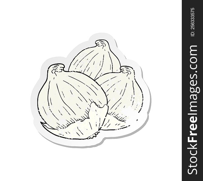 Retro Distressed Sticker Of A Cartoon Onions