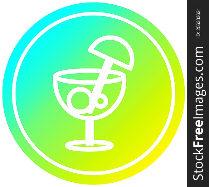 Cocktail With Umbrella Circular In Cold Gradient Spectrum