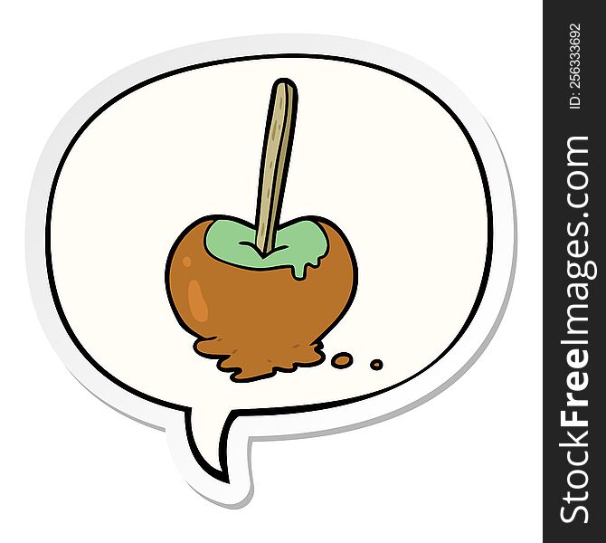 Cartoon Toffee Apple And Speech Bubble Sticker