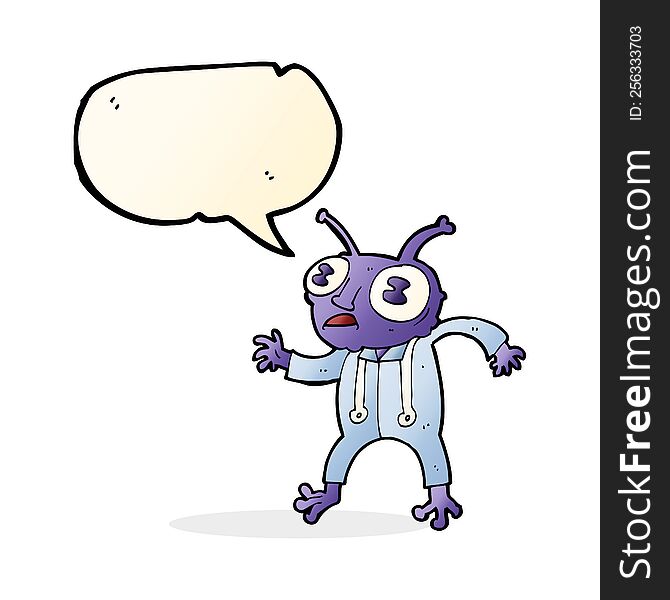 Cartoon Alien Spaceman With Speech Bubble