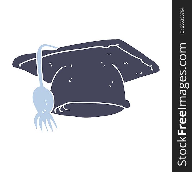 flat color illustration of graduation cap. flat color illustration of graduation cap