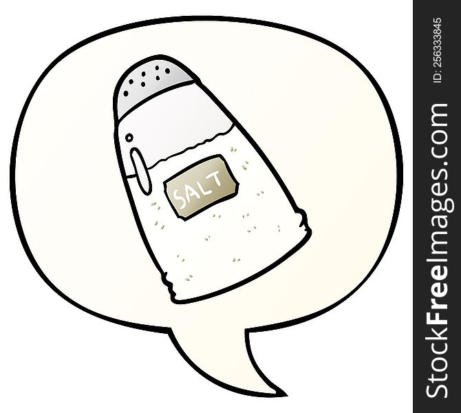 Cartoon Salt Shaker And Speech Bubble In Smooth Gradient Style