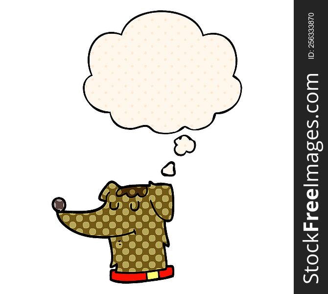 Cartoon Dog And Thought Bubble In Comic Book Style