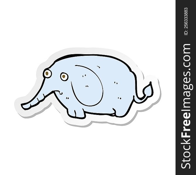 Sticker Of A Cartoon Sad Little Elephant
