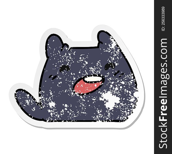 distressed sticker cartoon illustration of a kawaii cat. distressed sticker cartoon illustration of a kawaii cat
