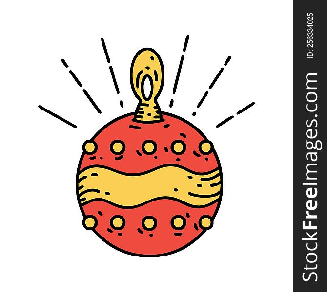 illustration of a traditional tattoo style christmas ornament