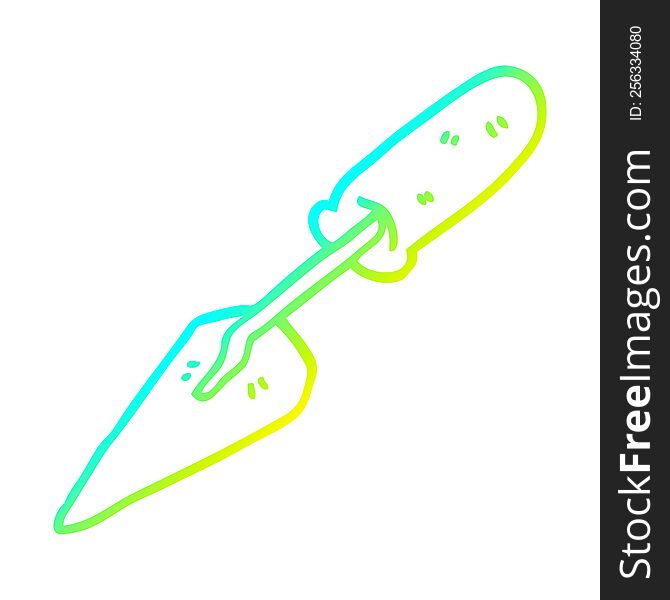 cold gradient line drawing of a cartoon trowel