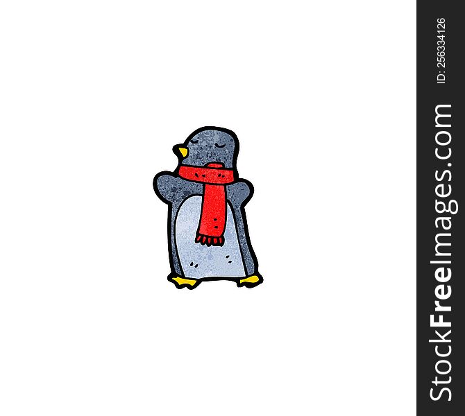 cartoon penguin in scarf