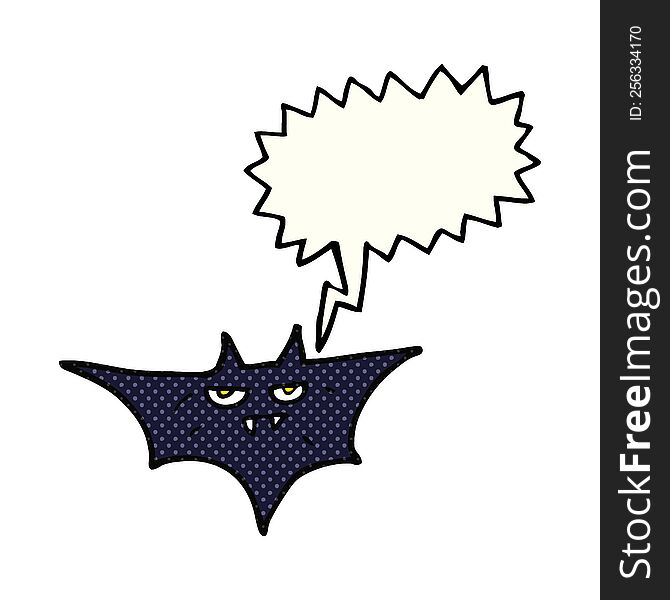 freehand drawn comic book speech bubble cartoon halloween bat