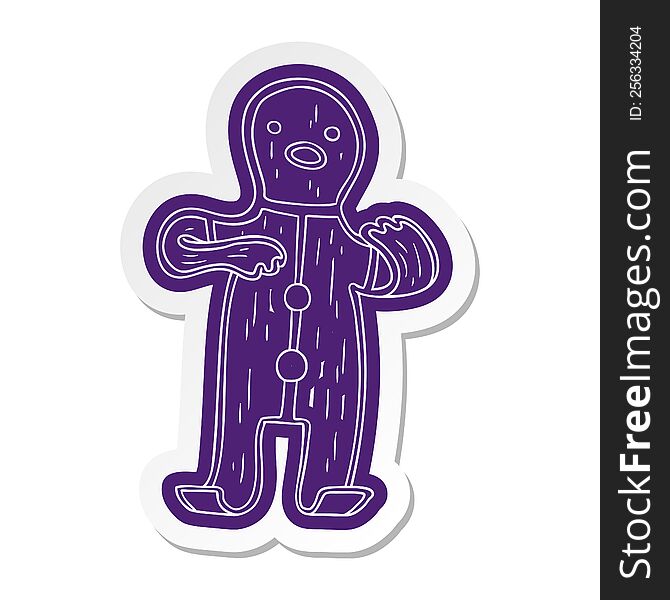 cartoon sticker of a gingerbread man