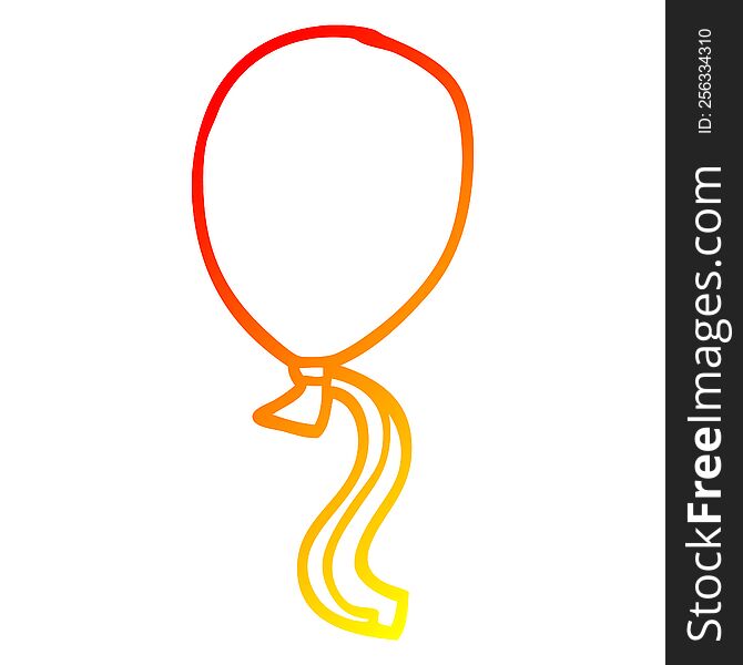 warm gradient line drawing of a cartoon red balloon