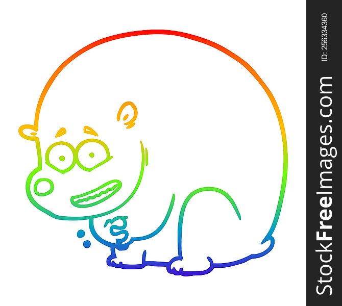 Rainbow Gradient Line Drawing Cartoon Bear