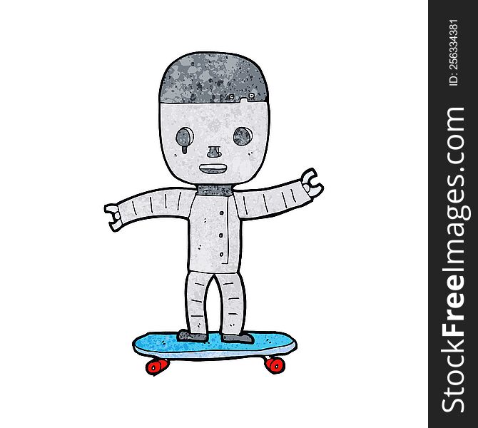 Cartoon Robot On Skateboard