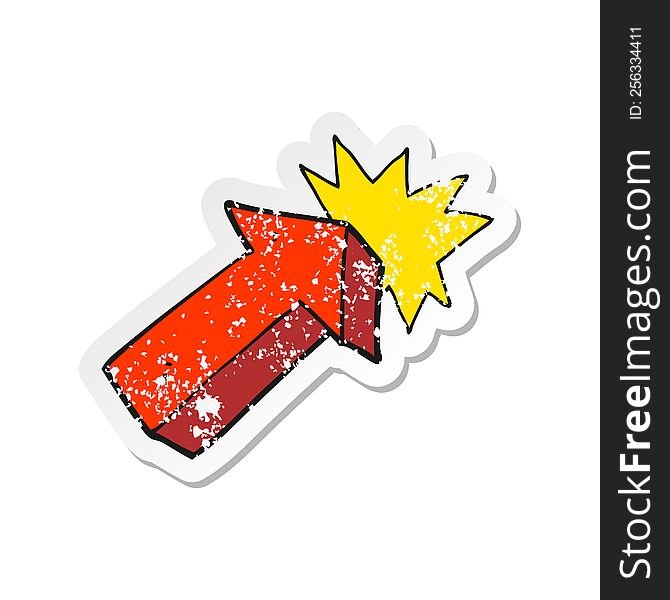 Retro Distressed Sticker Of A Cartoon Pointing Arrow Symbol