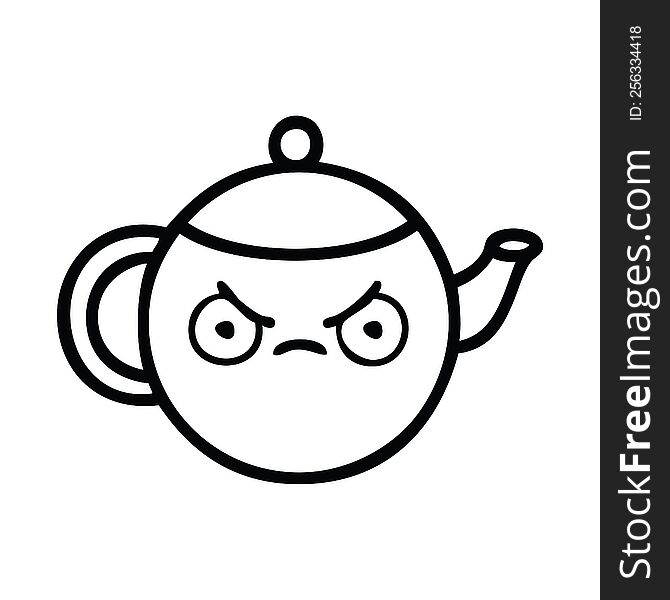 Line Drawing Cartoon Angry Tea Pot