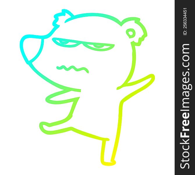 Cold Gradient Line Drawing Annoyed Bear Cartoon Pointing