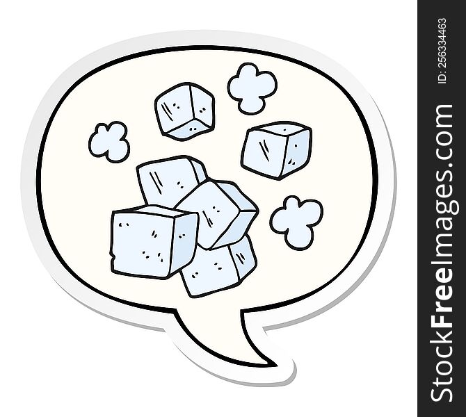 cartoon ice cubes with speech bubble sticker. cartoon ice cubes with speech bubble sticker