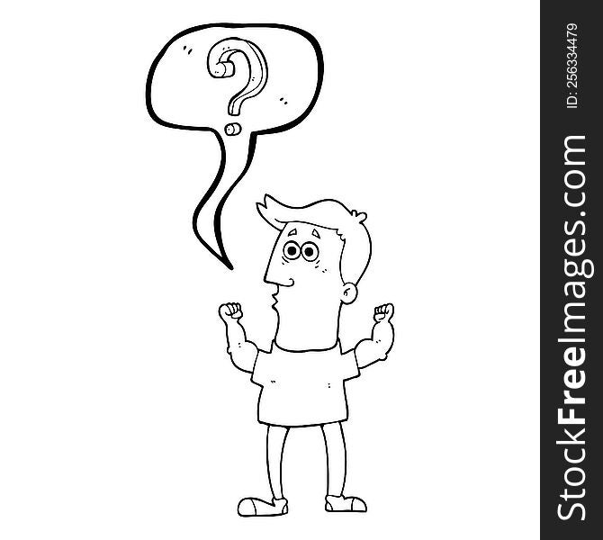freehand drawn speech bubble cartoon man with question