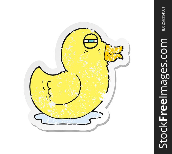 retro distressed sticker of a cartoon rubber duck