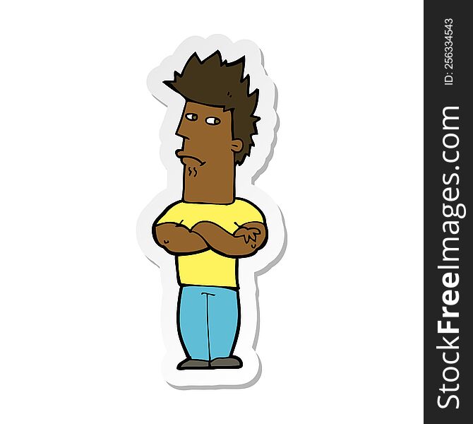 Sticker Of A Cartoon Man Sulking