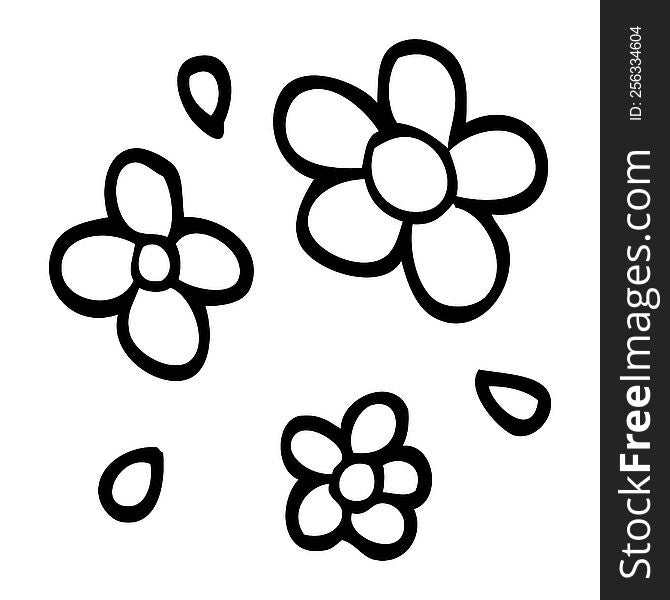 line drawing cartoon decorative flowers