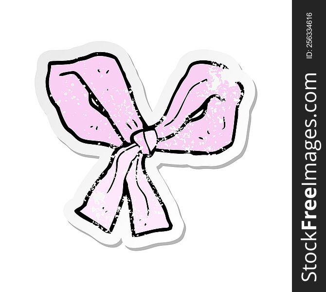 Retro Distressed Sticker Of A Cartoon Pink Bow
