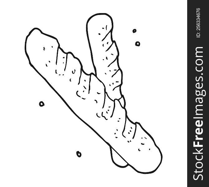 black and white cartoon baguette