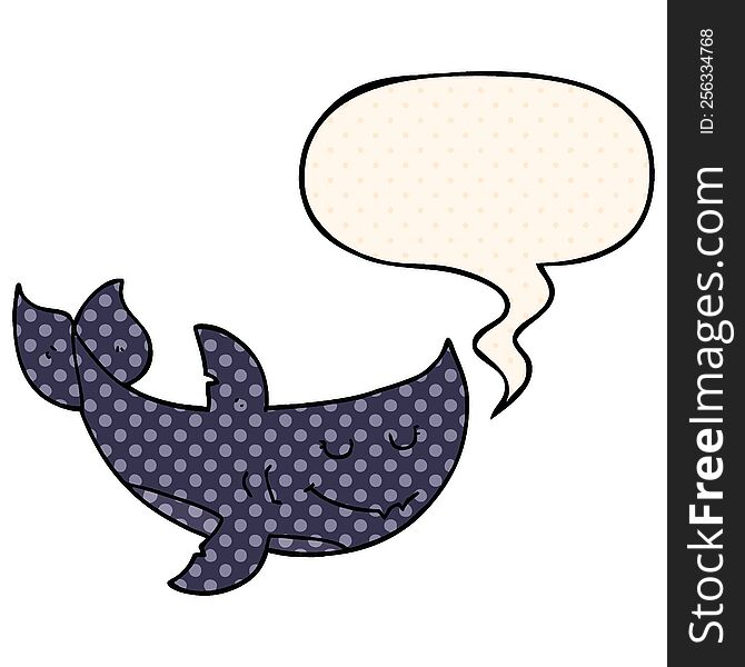 cartoon shark with speech bubble in comic book style