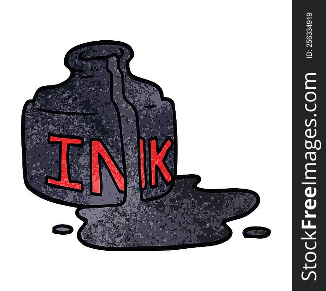 cartoon doodle spilled ink bottle