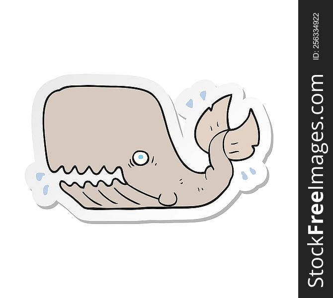 sticker of a cartoon angry whale