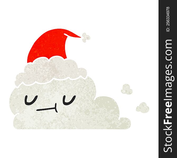 Christmas Retro Cartoon Of Kawaii Cloud