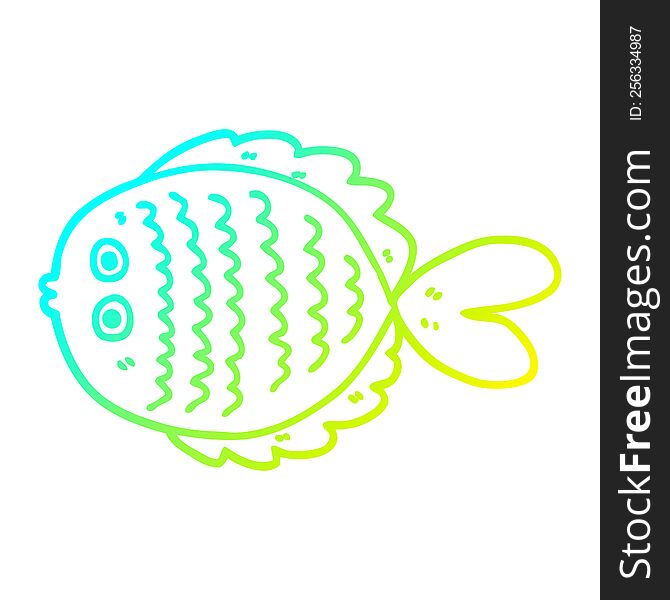 cold gradient line drawing of a cartoon flat fish