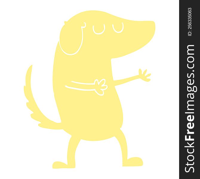 flat color illustration cartoon happy dog