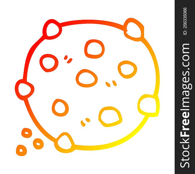 warm gradient line drawing cartoon chocolate chip cookie