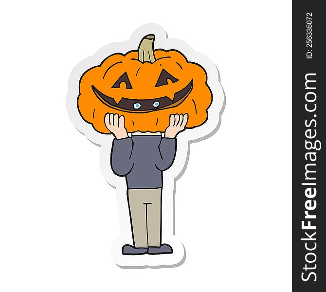 sticker of a cartoon pumpkin head halloween costume