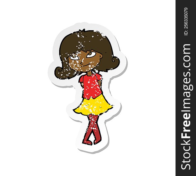 retro distressed sticker of a cartoon clever girl